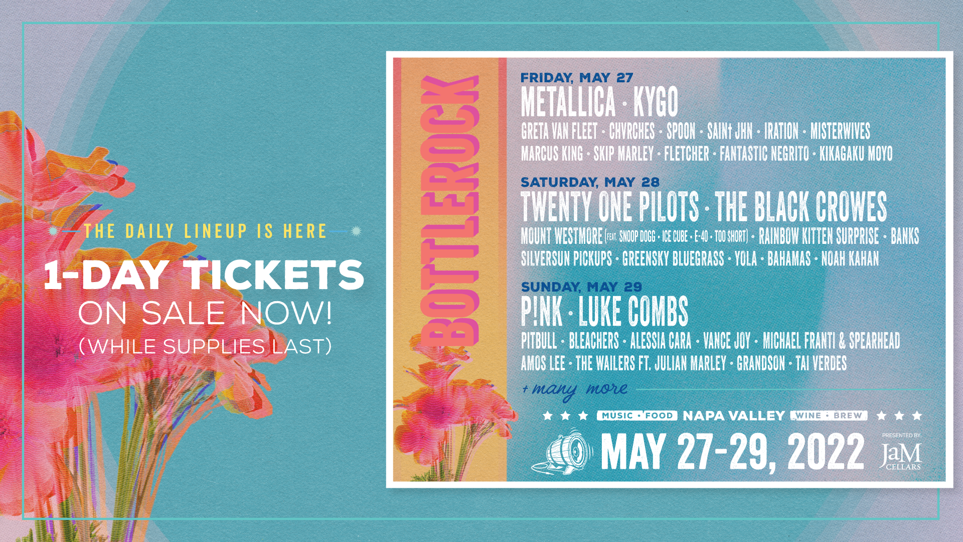 Bottlerock 2022 Schedule Win Single Day Tickets To The 2022 Bottlerock Music Festival! | 93.7 The  River | 93.7 The River