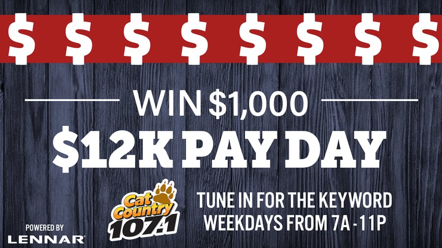 THE 12K PAYDAY! | Cat Country 107.1 - Vimarsana News